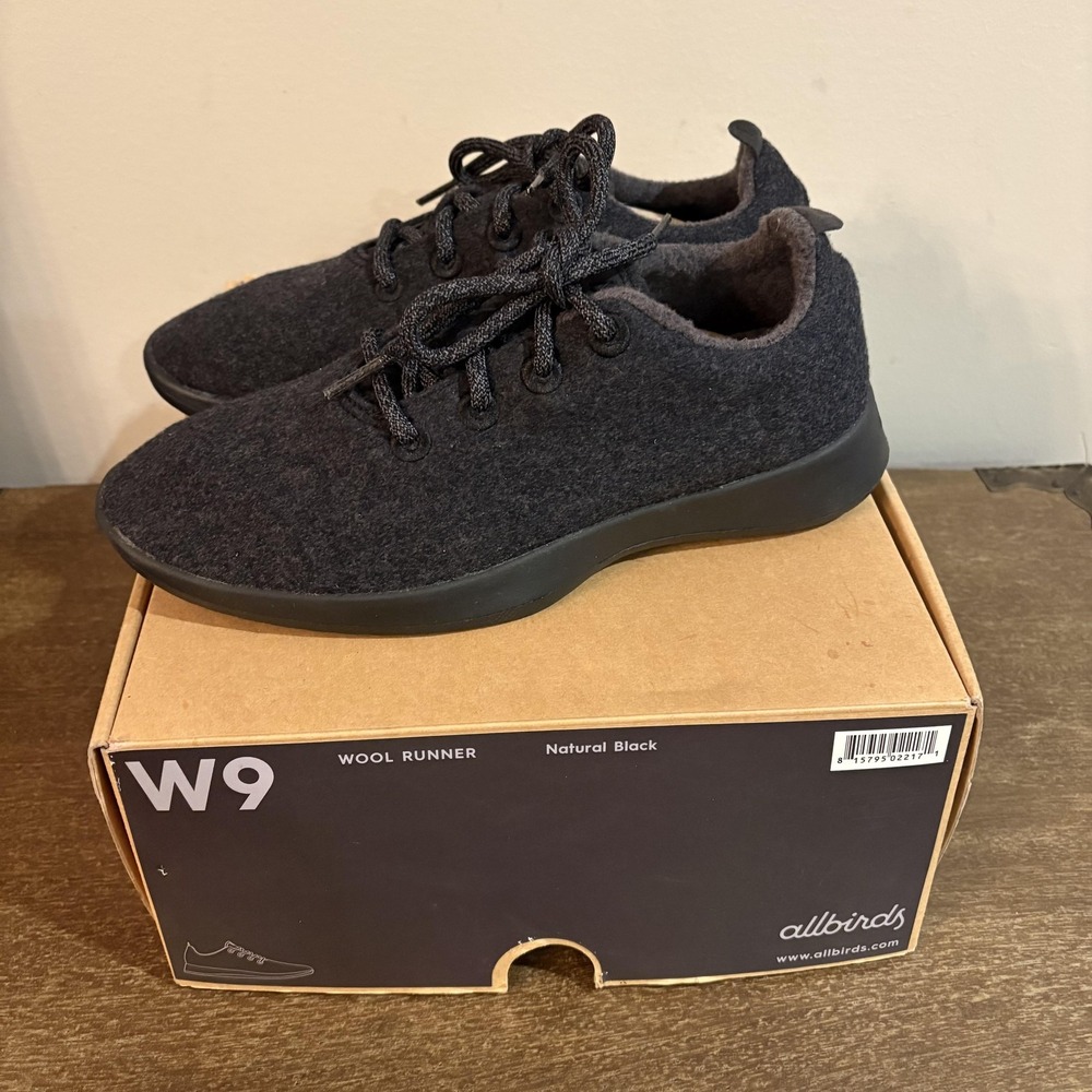 Allbirds Wool Runner Shoes Womens Size 9 Natural Black Merino Wool Sneakers